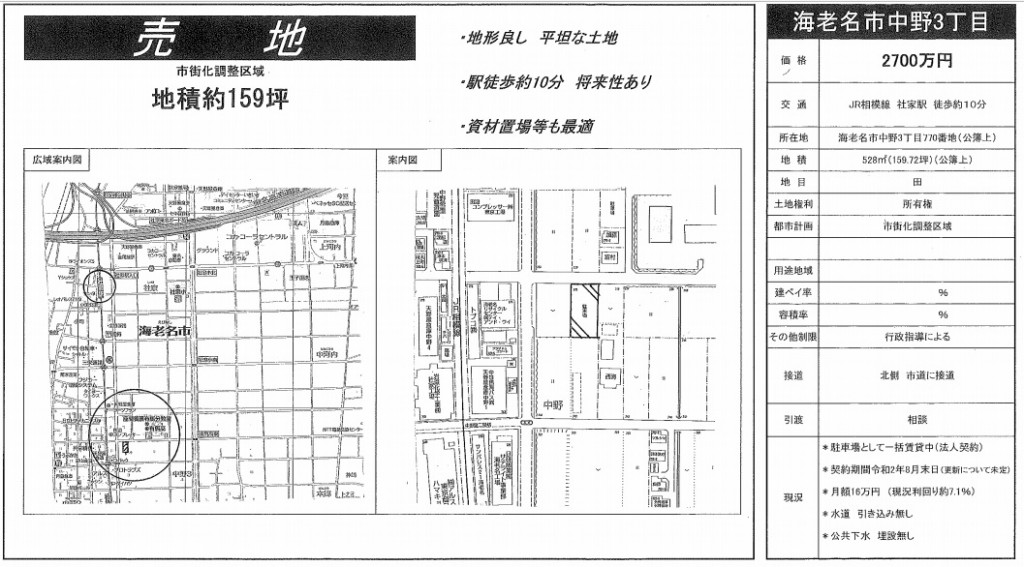 中野3丁目　売地